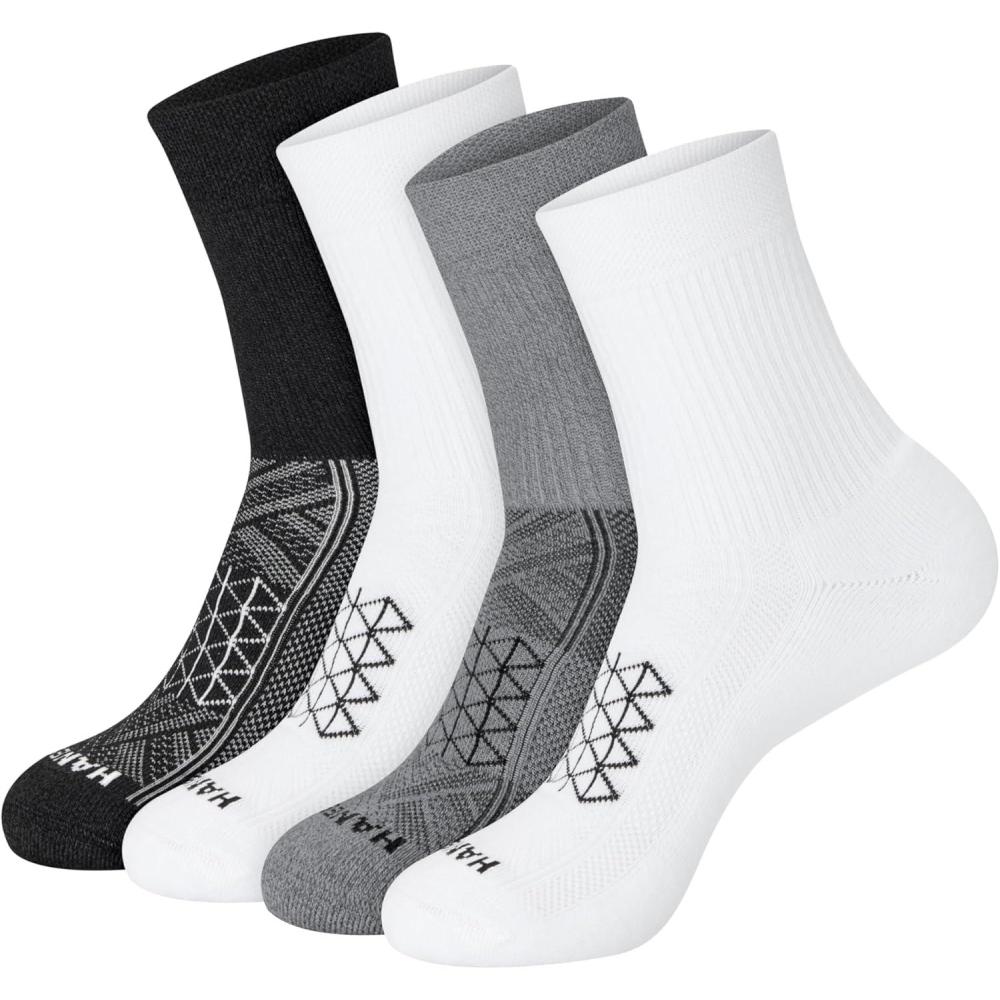 imageHanes Mens Socks Pack 4Pair Pack Absolute Run Cushioned HeelShield Tab MoistureWicking Mens Socks