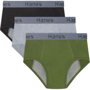 Hanes Boys Overnight Underwear, 3-Pack, Light & Moderate Leaks, Confident Nights Overnight Underwear, Multi-Pack(Black/Grey)
