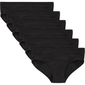 Hanes Girls’ Period Underwear Boxer Briefs, Comfort Period Boxer Brief Panties for Girls, Moderate Protection(Hipster – Black – 6 Pack)