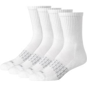 Hanes Men’s Socks, Absolute Comfort Cushioned Moisture-wicking Seamless Toe, 4 Pack, Ankle, Crew and Heel Shield Socks(White – Crew)