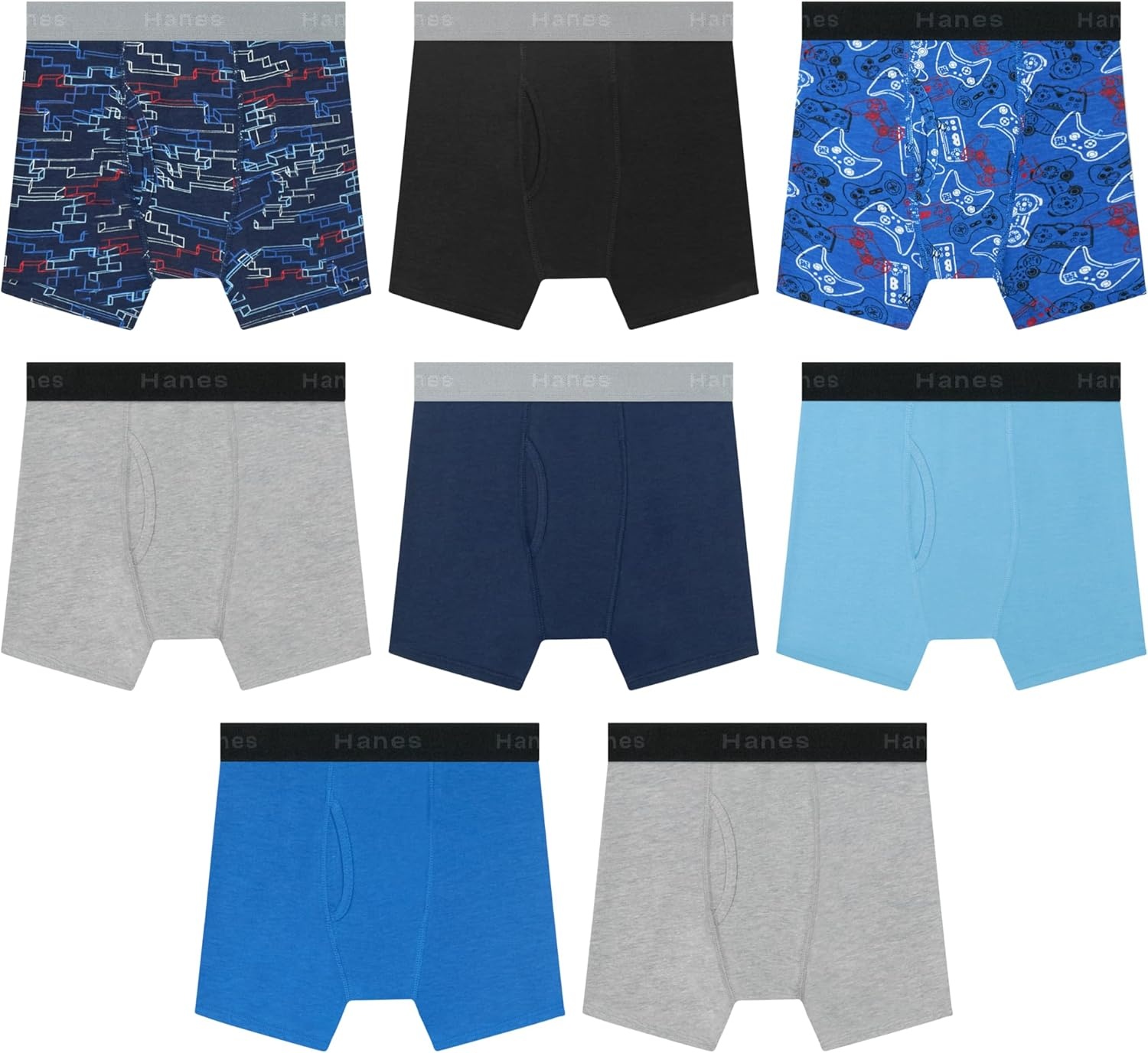 image:imageHanes Boys Boxer Briefs MoistureWicking Underwear for Boys amp Toddlers Assorted 10 or 12 PackBlack Blue Navy