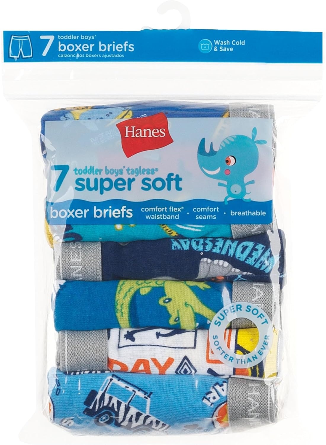 image:imageHanes Boys Boxer Briefs MoistureWicking Underwear for Boys amp Toddlers Assorted 10 or 12 PackDays of Week Assorted