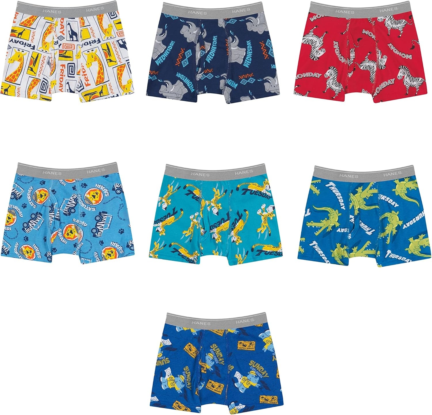 image:imageHanes Boys Boxer Briefs MoistureWicking Underwear for Boys amp Toddlers Assorted 10 or 12 PackDays of Week Assorted