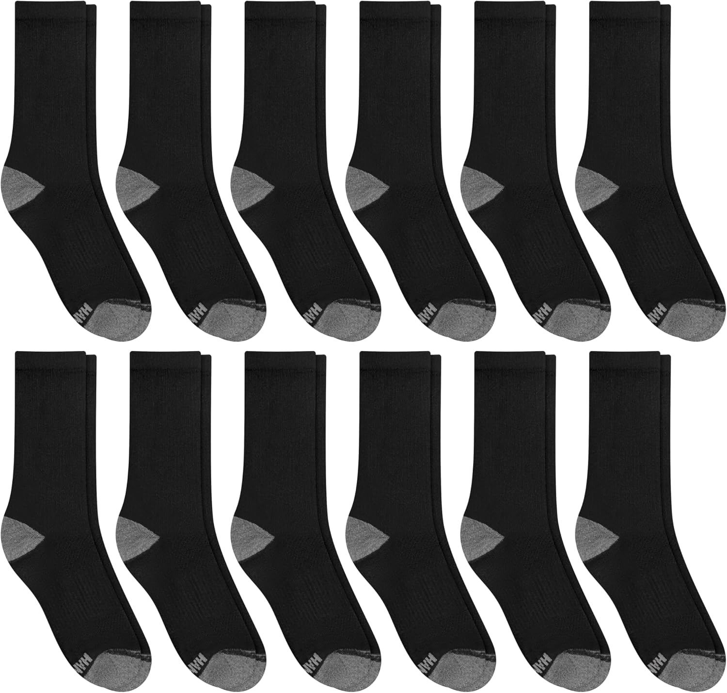 image:imageHanes Mens Socks Active Cool Xtemp Lightweight Moisturewicking Cushioned Ankle Crew and No Show 12 and 14 Pair PacksBlack Crew 14 Pair