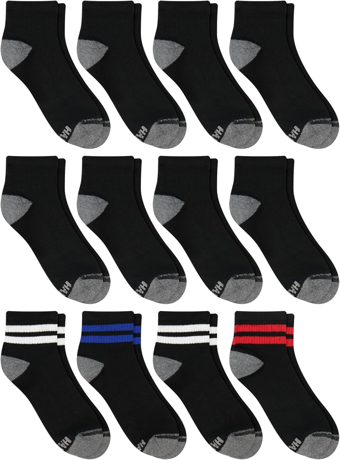 image:imageHanes Mens Socks Active Cool Xtemp Lightweight Moisturewicking Cushioned Ankle Crew and No Show 12 and 14 Pair PacksBlack Stripe Ankle 14 Pair