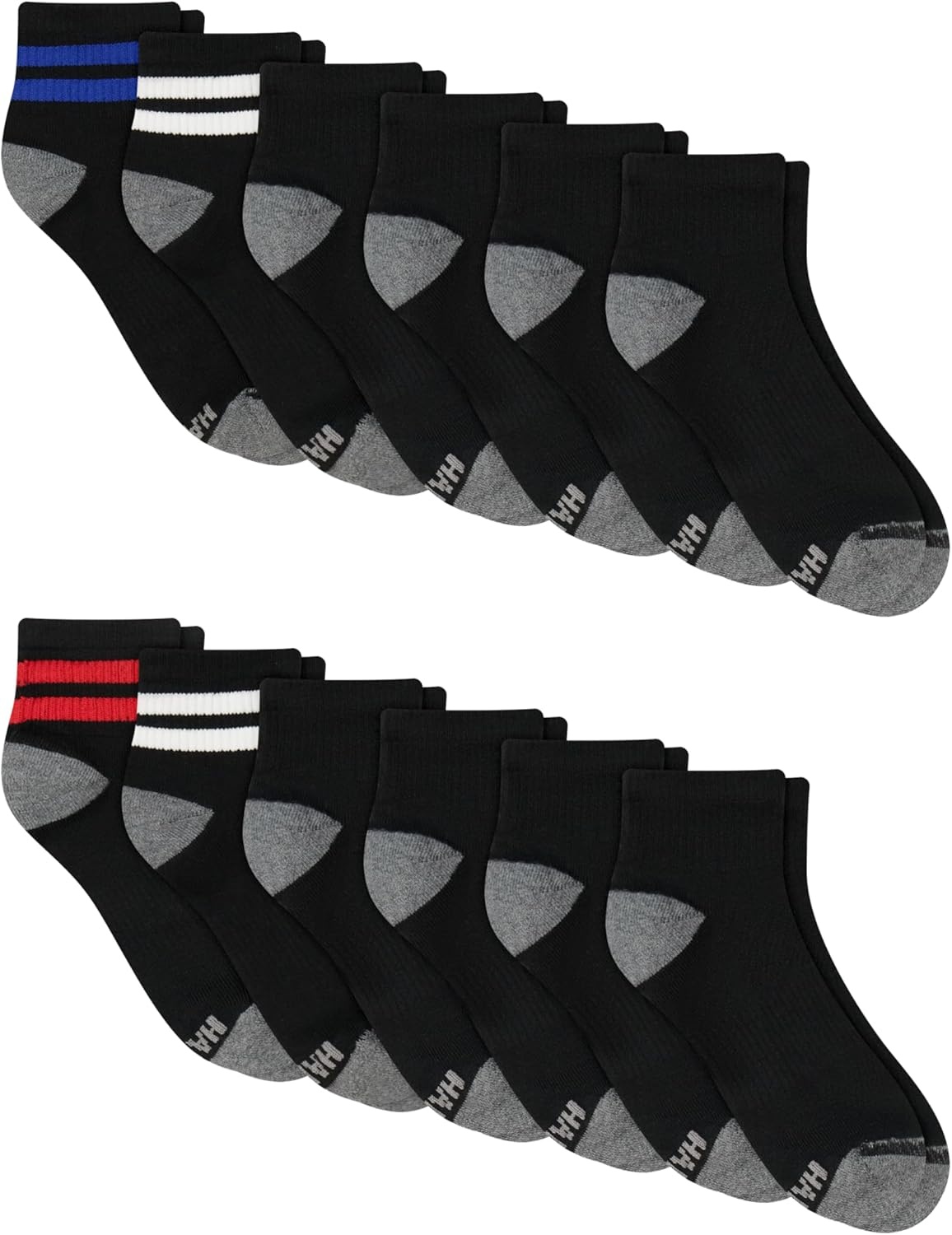 image:imageHanes Mens Socks Active Cool Xtemp Lightweight Moisturewicking Cushioned Ankle Crew and No Show 12 and 14 Pair PacksBlack Stripe Ankle 14 Pair