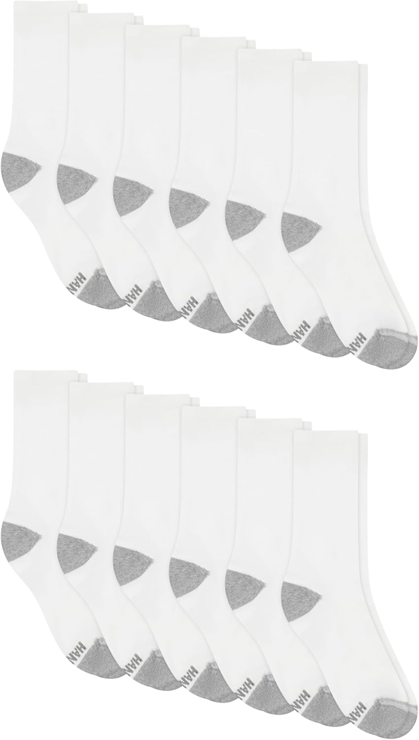 image:imageHanes Mens Socks Active Cool Xtemp Lightweight Moisturewicking Cushioned Ankle Crew and No Show 12 and 14 Pair PacksWhite Crew 14 Pair