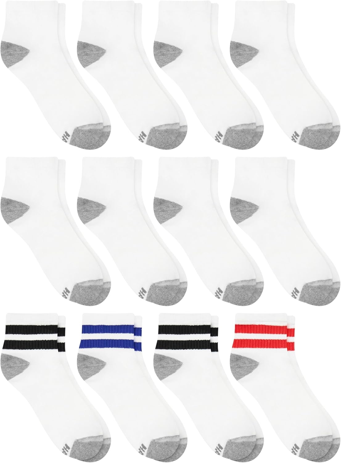 image:imageHanes Mens Socks Active Cool Xtemp Lightweight Moisturewicking Cushioned Ankle Crew and No Show 12 and 14 Pair PacksWhite Stripe Ankle 14 Pair
