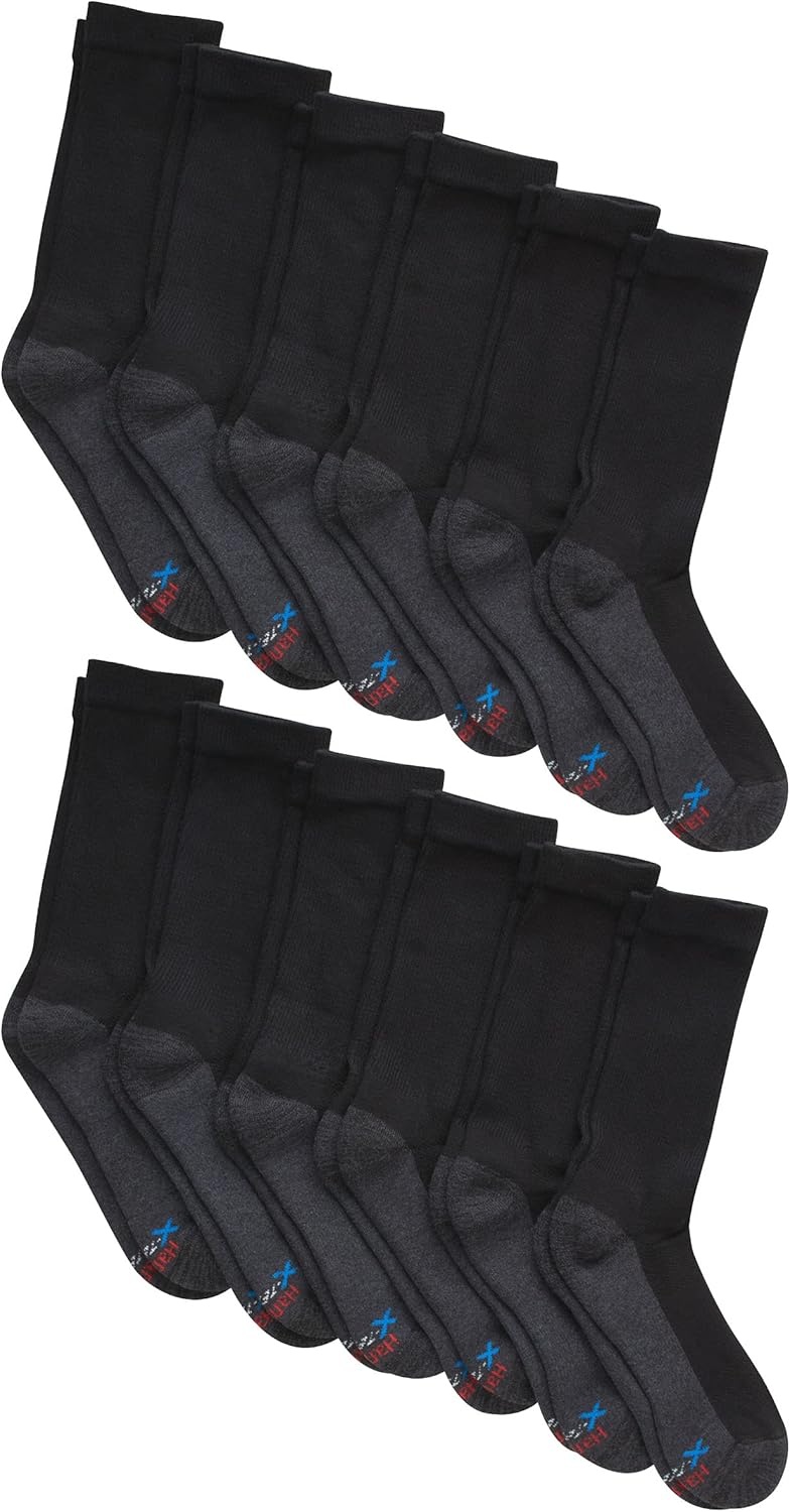 image:imageHanes Mens Socks XTemp Cushioned Low Cut Socks 12PackBlack Crew 12 Pair