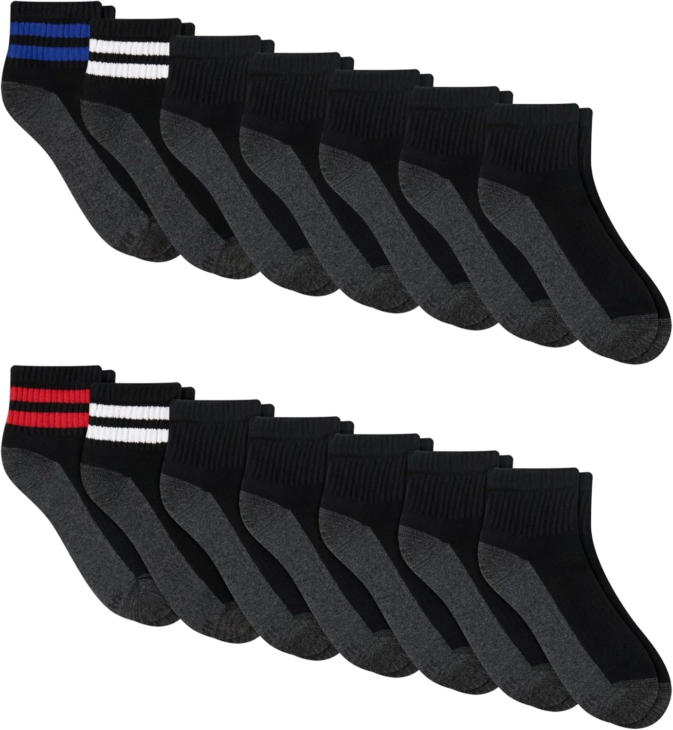 image:imageHanes Mens Socks XTemp Cushioned Low Cut Socks 12PackBlack Stripe Ankle 14 Pair