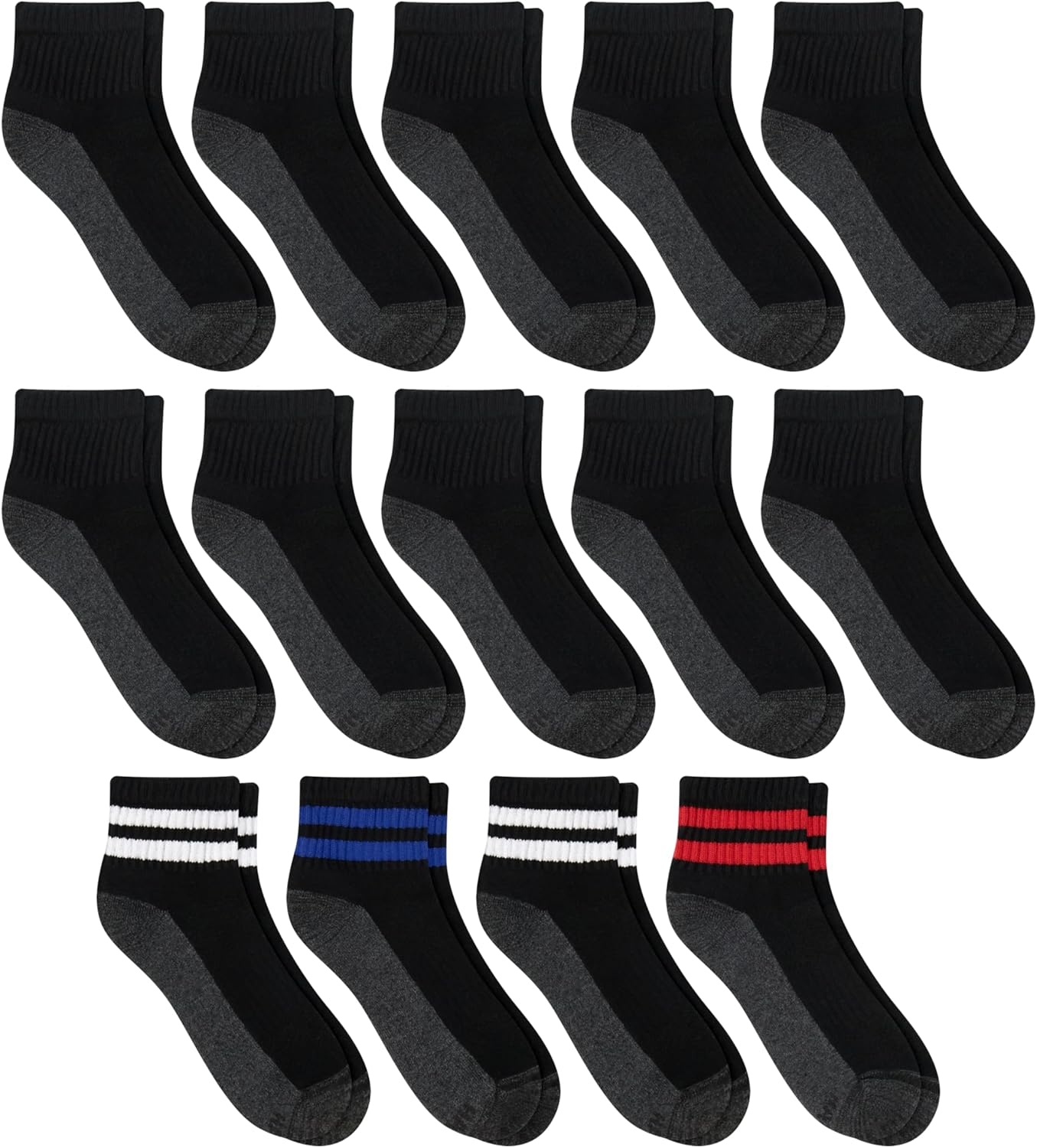 image:imageHanes Mens Socks XTemp Cushioned Low Cut Socks 12PackBlack Stripe Ankle 14 Pair
