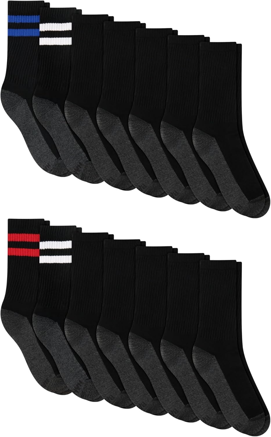 image:imageHanes Mens Socks XTemp Cushioned Low Cut Socks 12PackBlack Stripe Crew 14 Pair