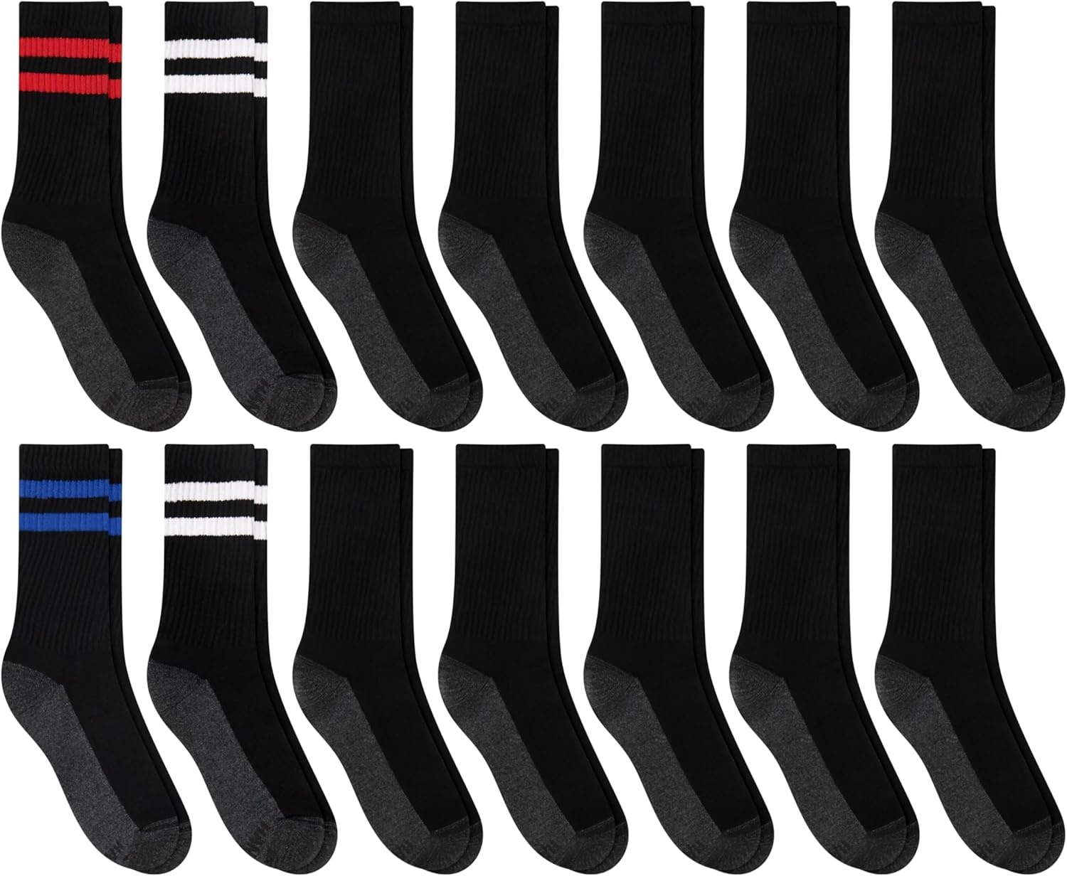 image:imageHanes Mens Socks XTemp Cushioned Low Cut Socks 12PackBlack Stripe Crew 14 Pair