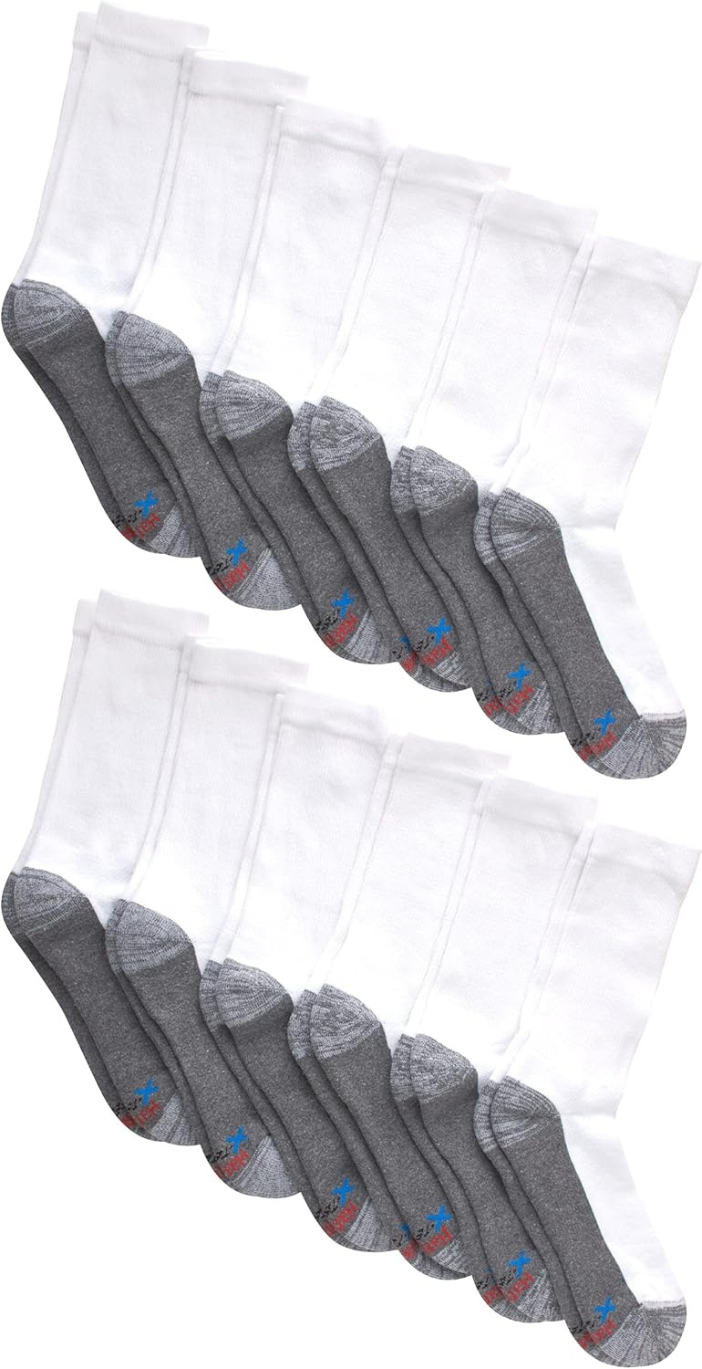 image:imageHanes Mens Socks XTemp Cushioned Low Cut Socks 12PackWhite Crew 12 Pair