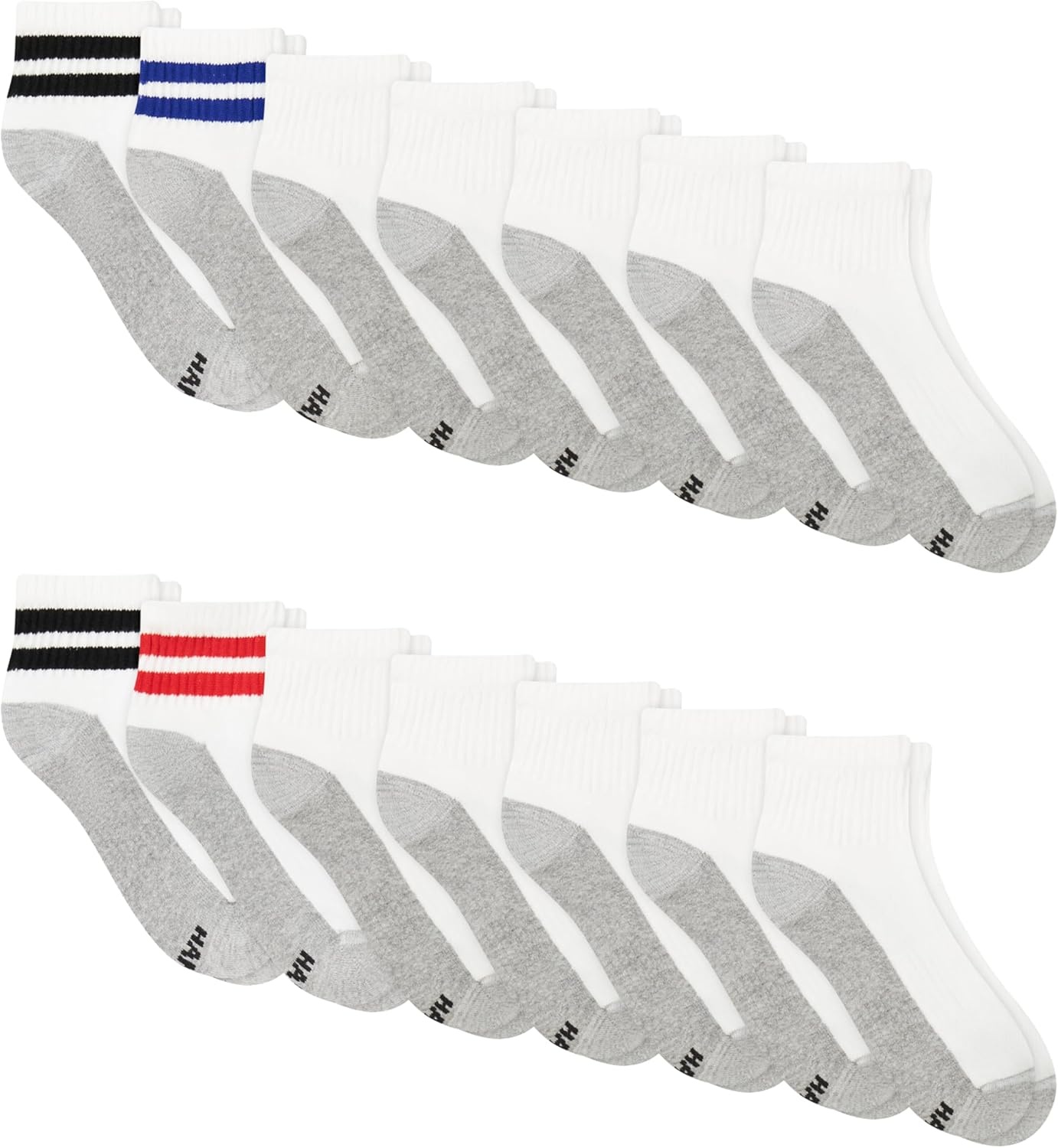 image:imageHanes Mens Socks XTemp Cushioned Low Cut Socks 12PackWhite Stripe Ankle 14 Pair