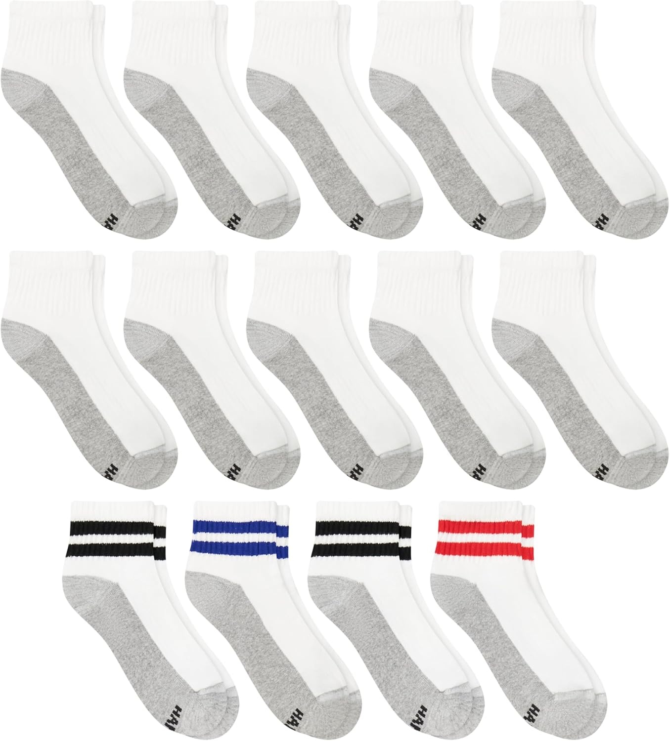 image:imageHanes Mens Socks XTemp Cushioned Low Cut Socks 12PackWhite Stripe Ankle 14 Pair