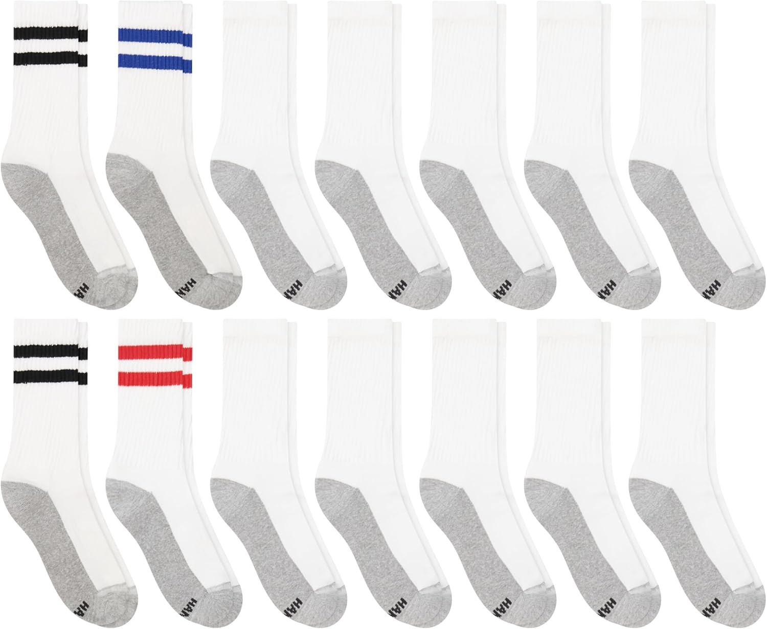 image:imageHanes Mens Socks XTemp Cushioned Low Cut Socks 12PackWhite Stripe Crew 14 Pair