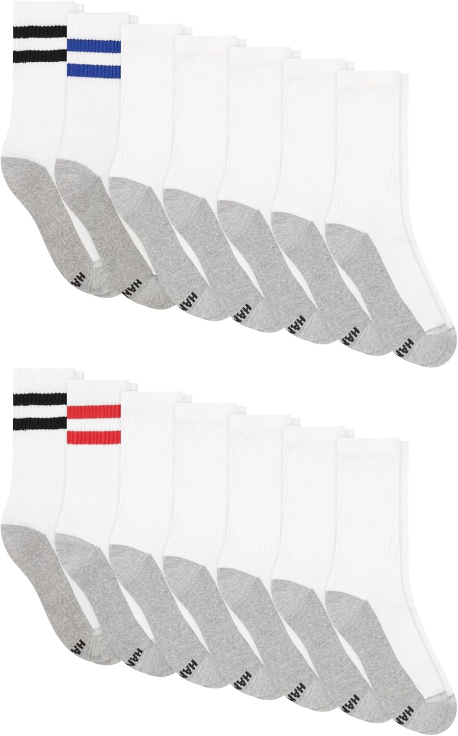 image:imageHanes Mens Socks XTemp Cushioned Low Cut Socks 12PackWhite Stripe Crew 14 Pair