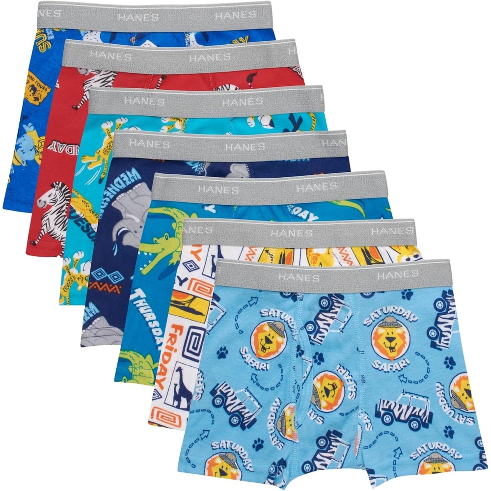 image:imageHanes Boys Boxer Briefs MoistureWicking Underwear for Boys amp Toddlers Assorted 10 or 12 PackDays of Week Assorted