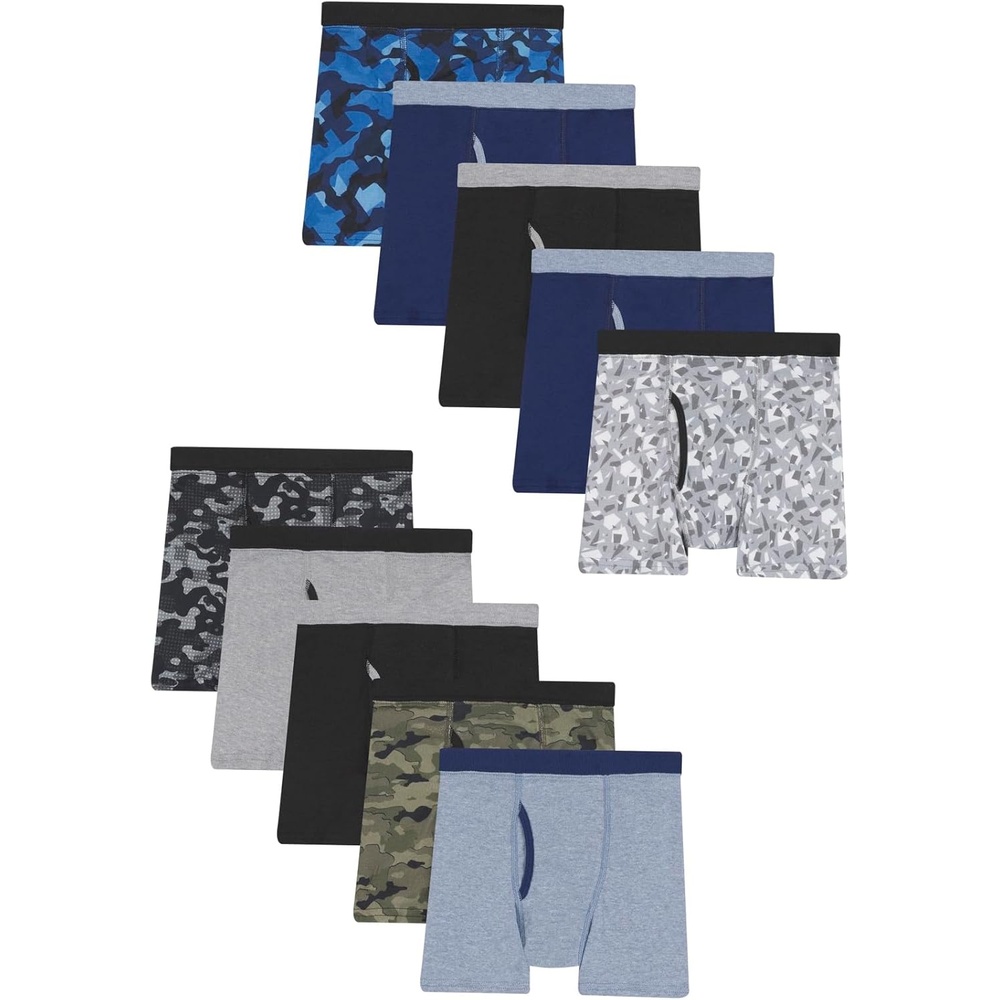 image:imageHanes Boys Boxer Briefs MoistureWicking Underwear for Boys amp Toddlers Assorted 10 or 12 PackMulticolor