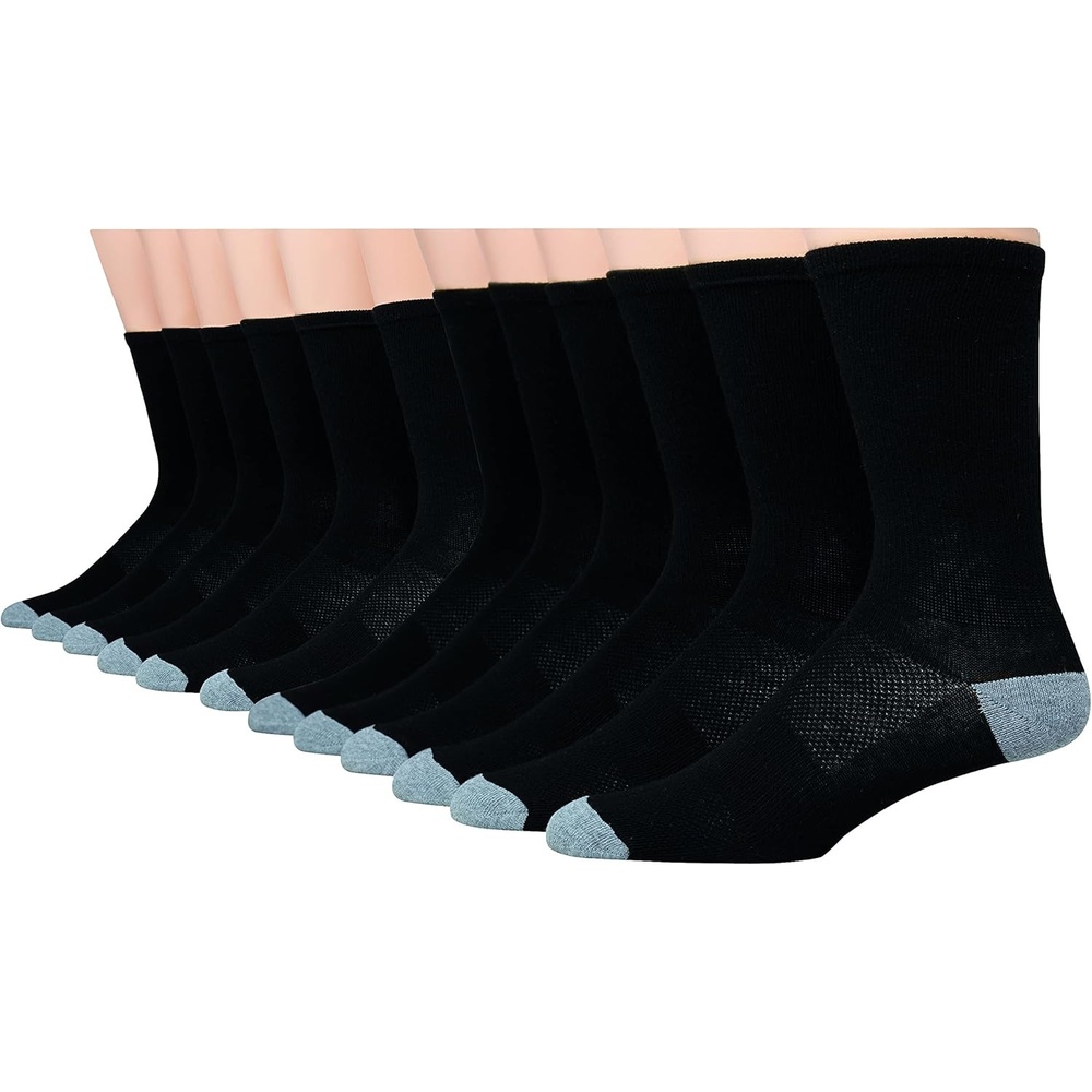 image:imageHanes Mens Socks Active Cool Xtemp Lightweight Moisturewicking Cushioned Ankle Crew and No Show 12 and 14 Pair PacksBlack Crew 12 Pair
