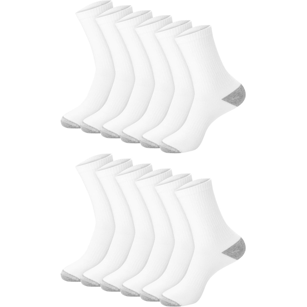 image:imageHanes Mens Socks Active Cool Xtemp Lightweight Moisturewicking Cushioned Ankle Crew and No Show 12 and 14 Pair PacksWhite Crew 14 Pair