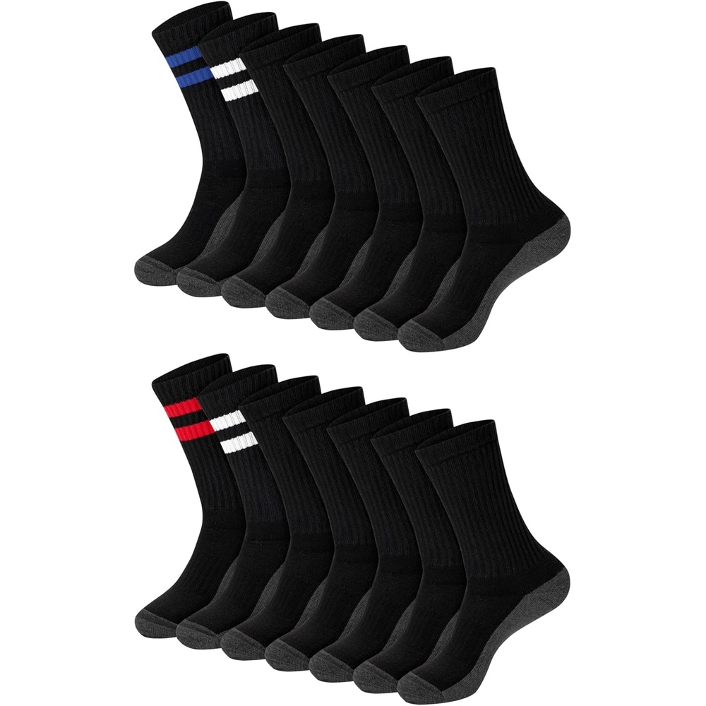image:imageHanes Mens Socks XTemp Cushioned Low Cut Socks 12PackBlack Stripe Crew 14 Pair