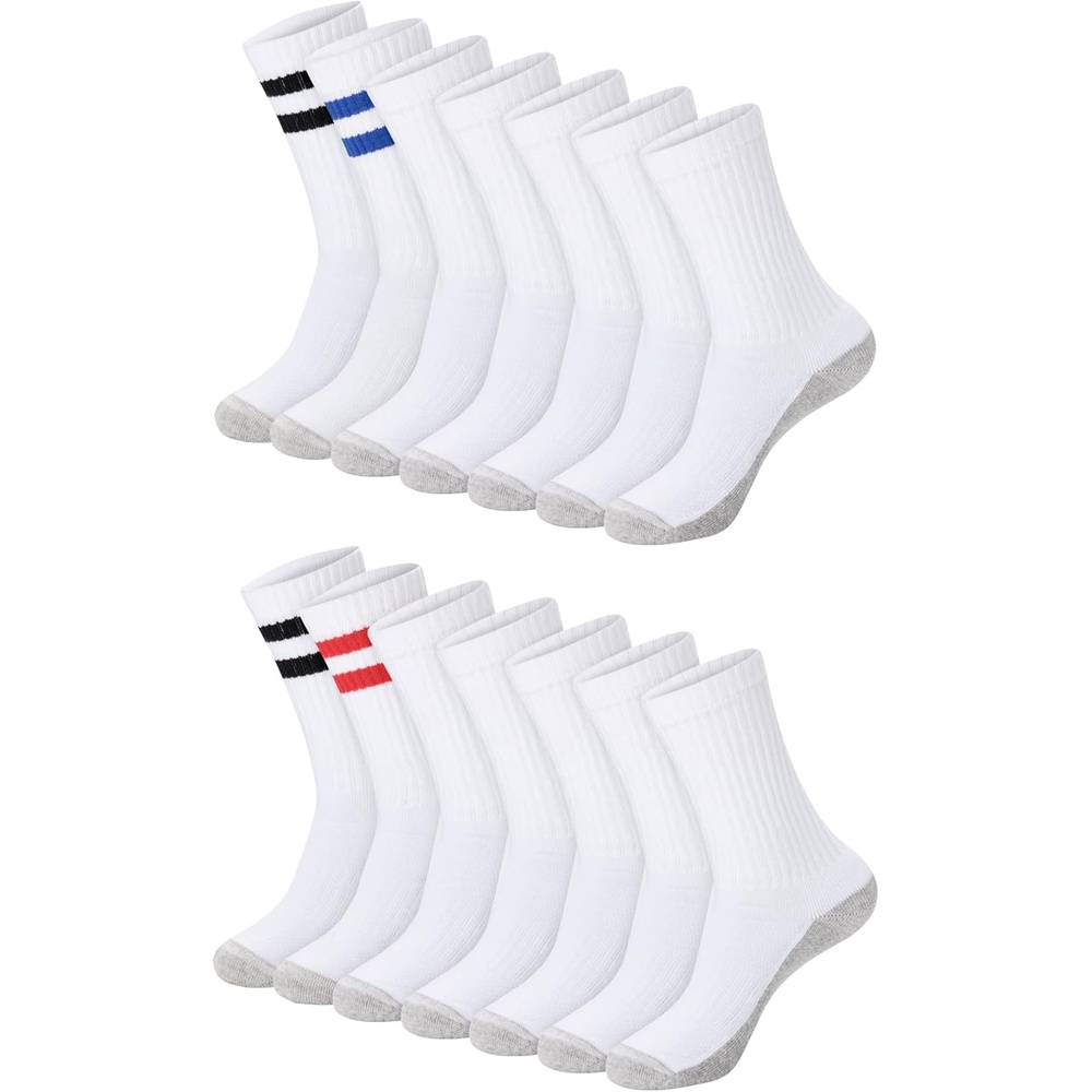 image:imageHanes Mens Socks XTemp Cushioned Low Cut Socks 12PackWhite Stripe Crew 14 Pair