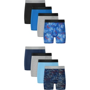 Hanes Boys’ Boxer Briefs, Moisture-Wicking Underwear for Boys & Toddlers, Assorted, 10 or 12 Pack(Black  Blue  Navy)