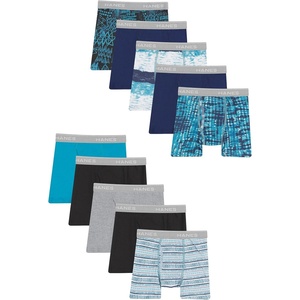 Hanes Boys’ Boxer Briefs, Moisture-Wicking Underwear for Boys & Toddlers, Assorted, 10 or 12 Pack(Solids/Prints Assorted)
