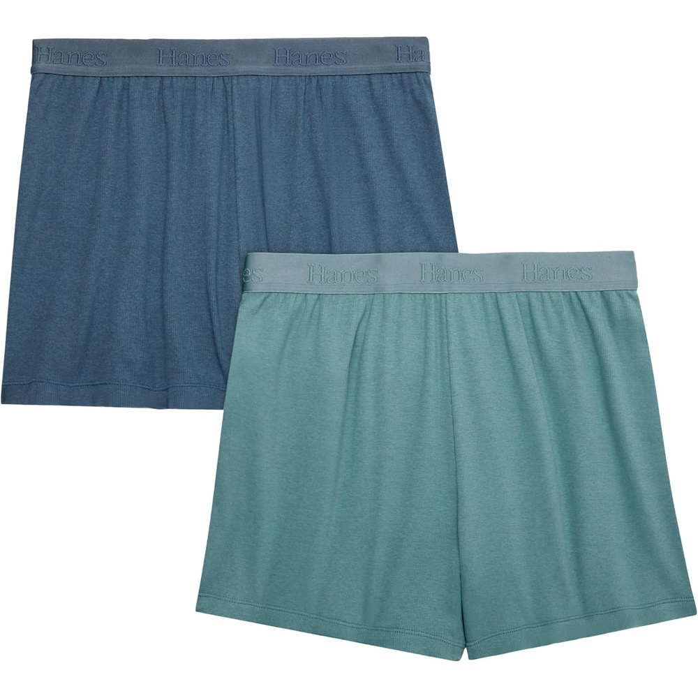 image:imageHanes Womens Originals Pajama Shorts Pack 2Pack Comfywear Pajamas for Women Set Loungewear Clothing Sleep ShortsStargazer GreyFaded Sage Green